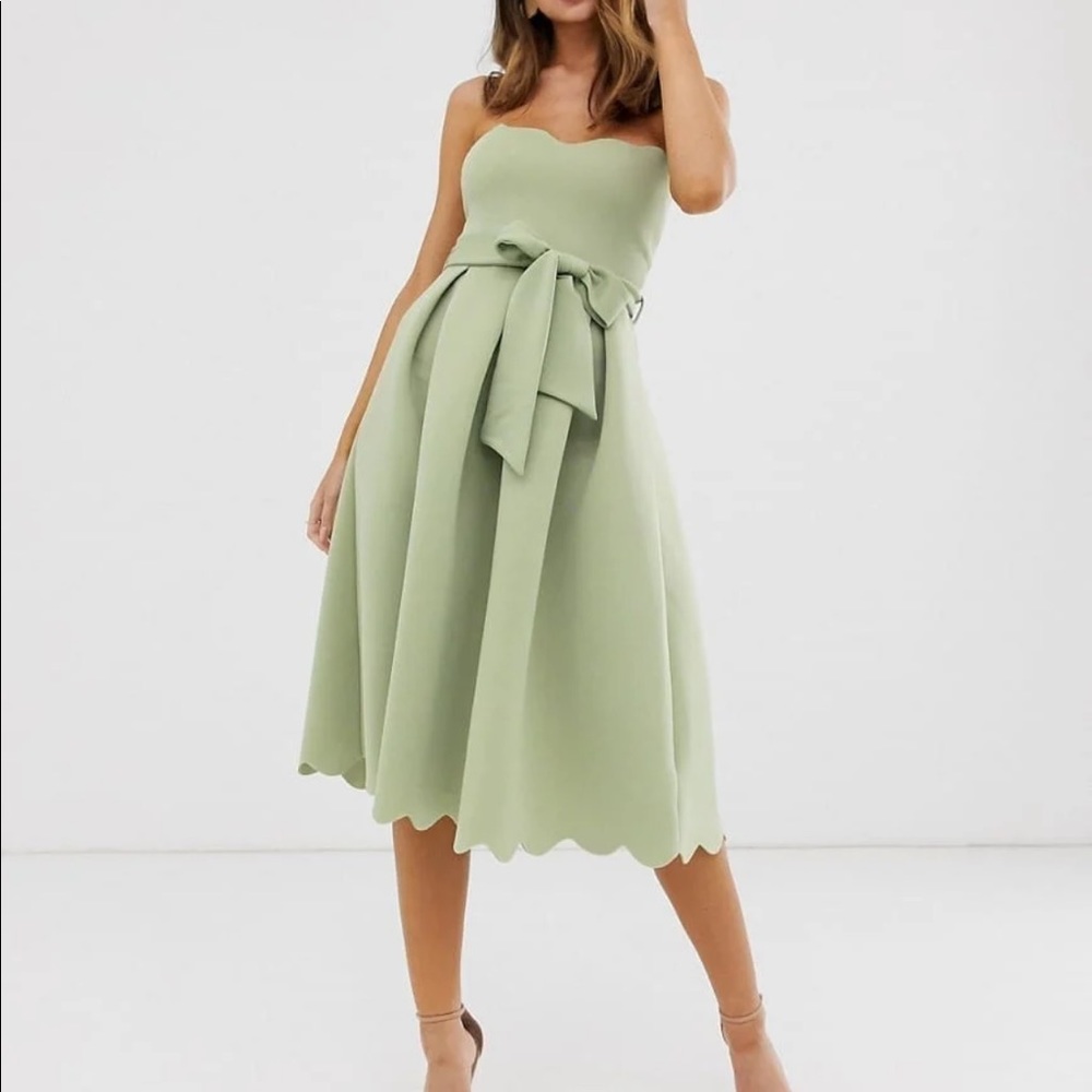 ASOS DESIGN Scallop Bandeau Midi Dress